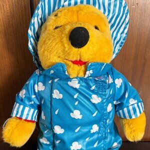 Vtg Mattel Disney Winnie the Pooh Plush Toy 1995 12"  w/ Book Attached - EUC